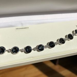 Smoky Gray Swarovski Elements Crystal Bezel Set Silver Tennis Bracelet NWT